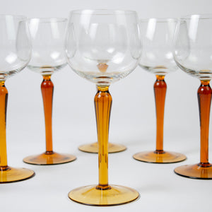 Set of Amber Luminarc Hock Wine glasses