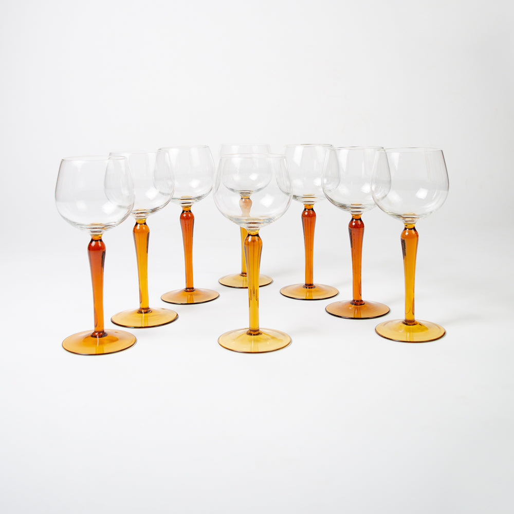 Set of Amber Luminarc Hock Wine glasses