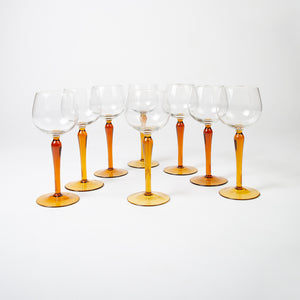 Set of Amber Luminarc Hock Wine glasses