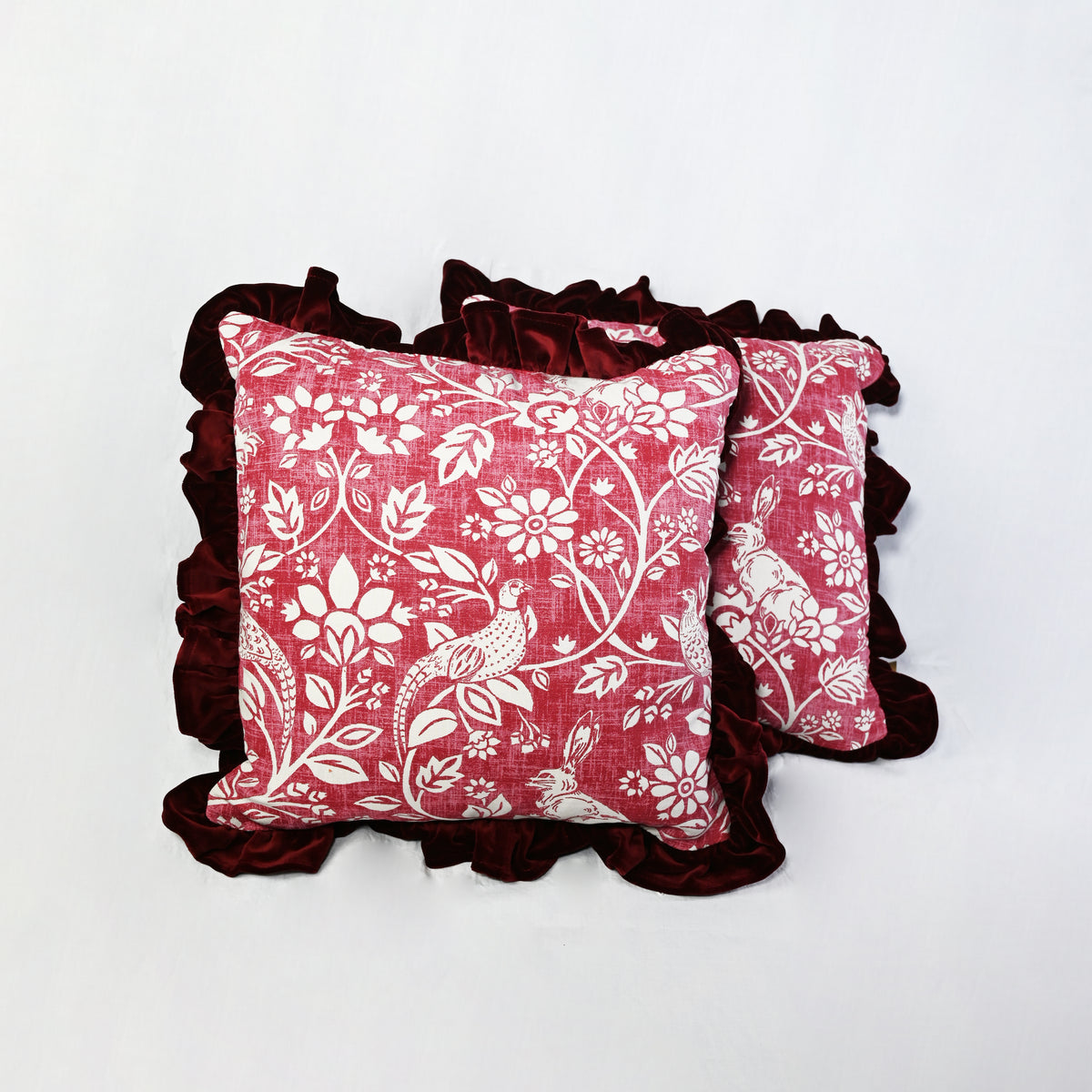 Terracotta William Morris Velvet Ruffle Cushion