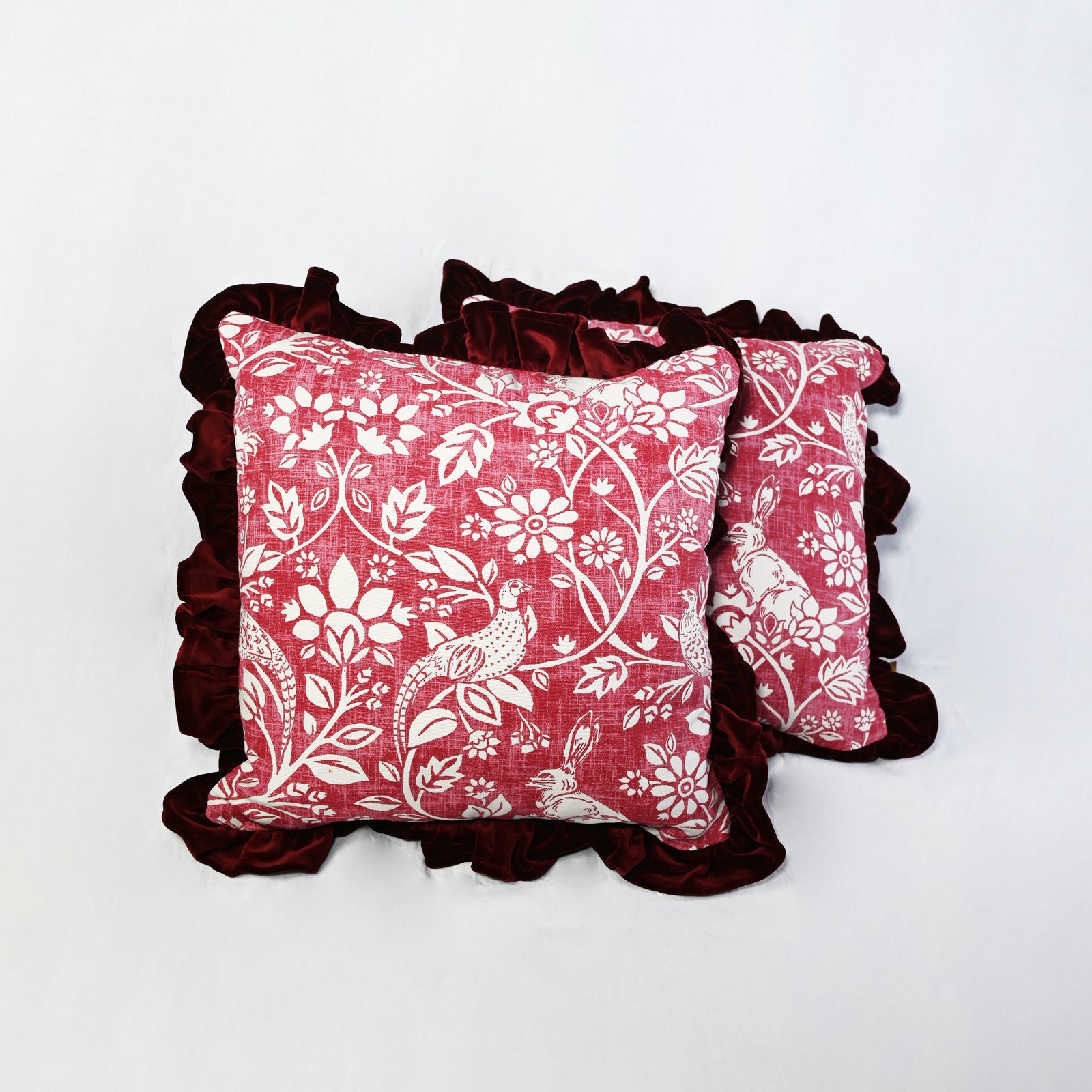 Terracotta William Morris Velvet Ruffle Cushion