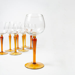 Set of Amber Luminarc Hock Wine glasses