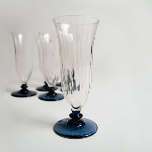 Set of Blue Stemmed Champagne Flutes