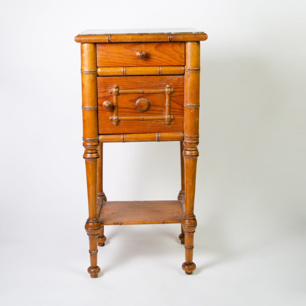Cherrywood & Marble French Side Table