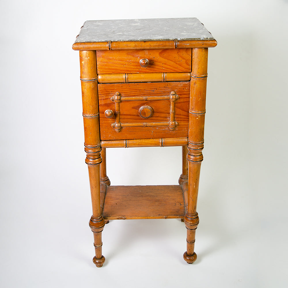 Cherrywood & Marble French Side Table