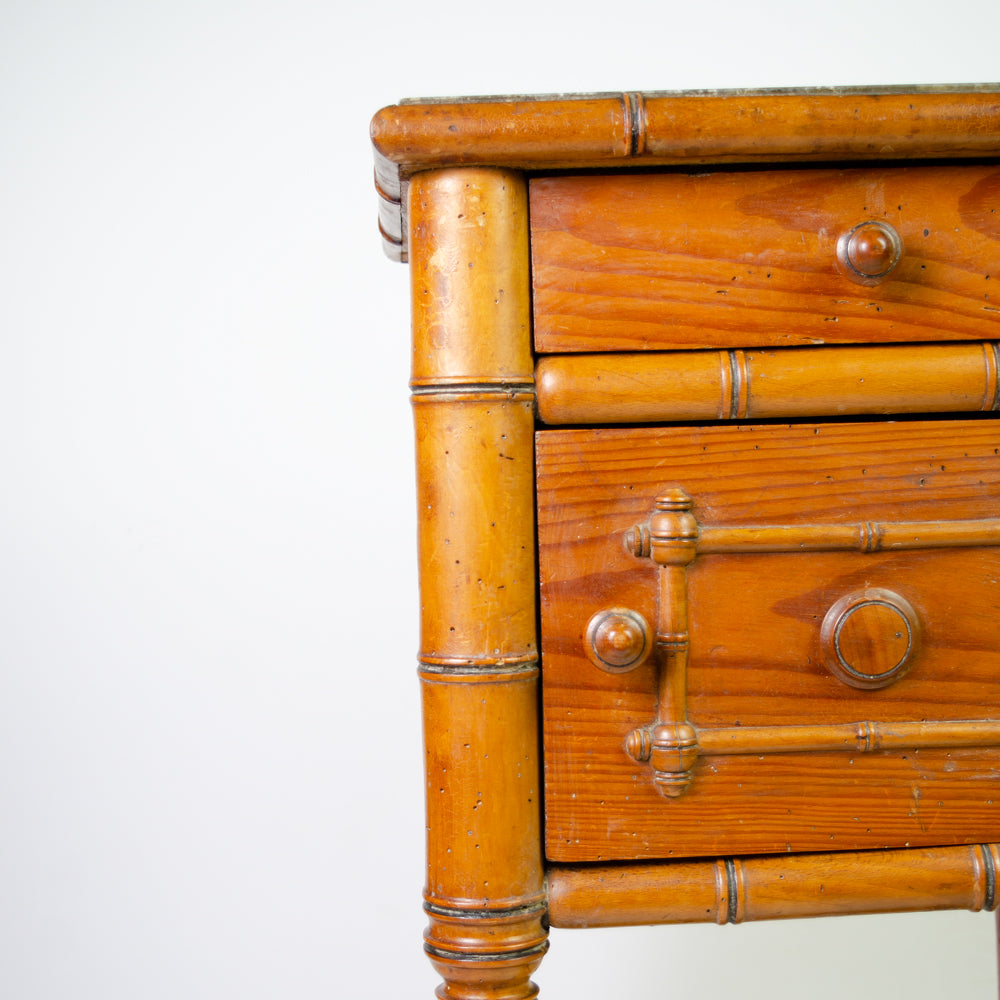 Cherrywood & Marble French Side Table