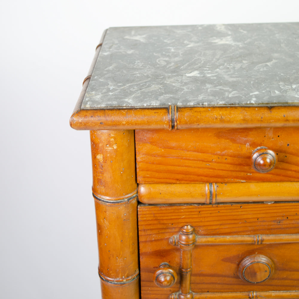 Cherrywood & Marble French Side Table