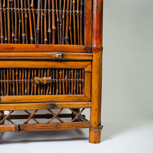 Charming French Bamboo and Cane Cabinet