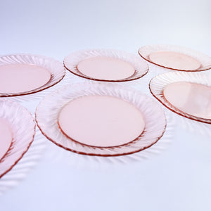 Set of Eight Pink Dinner Plates