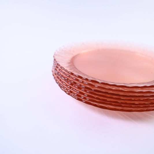 Set of Eight Pink Dinner Plates