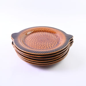 Set of 6 Brown Fish Plates
