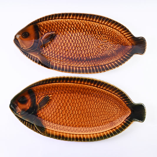 Large Brown Fish Serving Platter