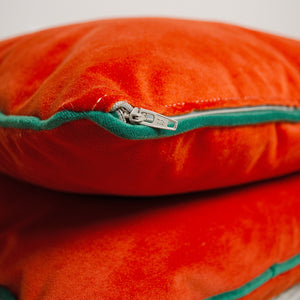 Luxurious Tangerine Velvet Cushions