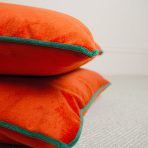 Luxurious Tangerine Velvet Cushions