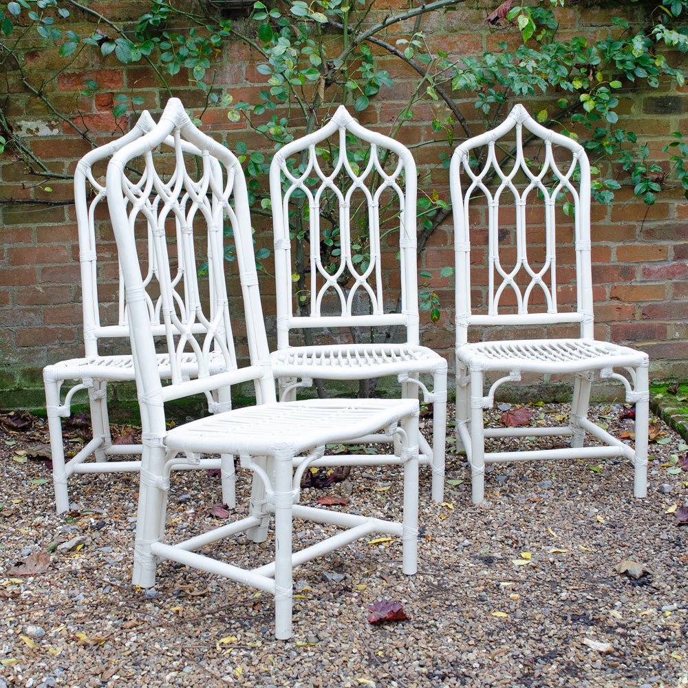 Elegant Set of 4 Cathedral style Bamboo Orangery Chairs