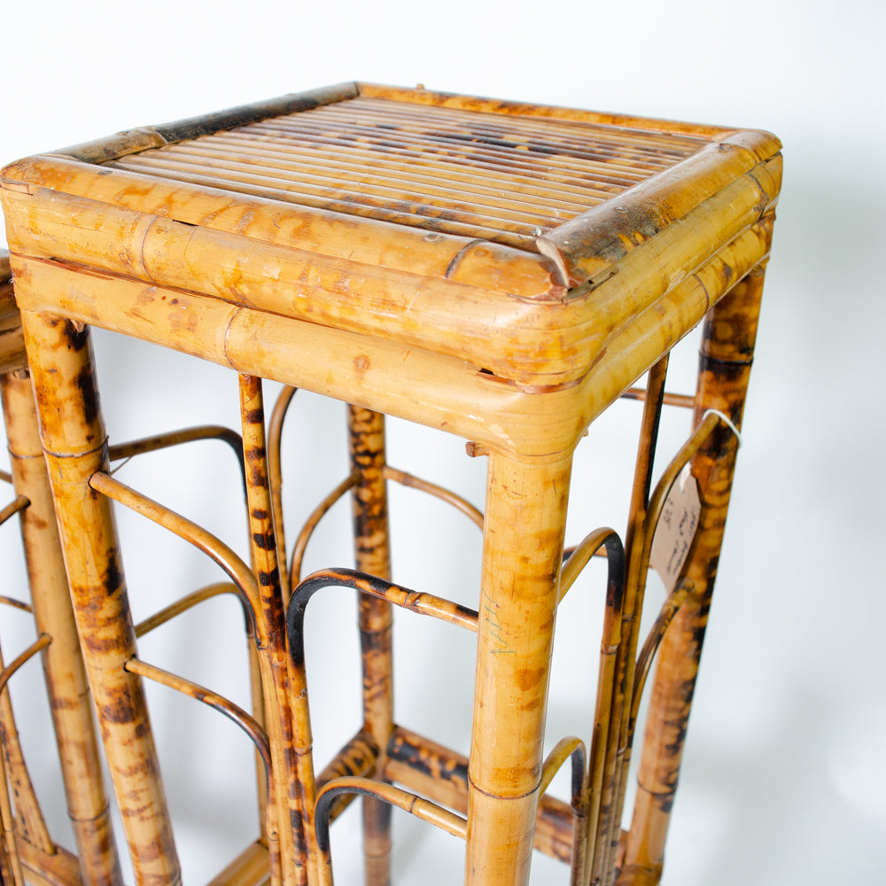 Beautifully crafted pair of Square Tiger Bamboo Plant Stands