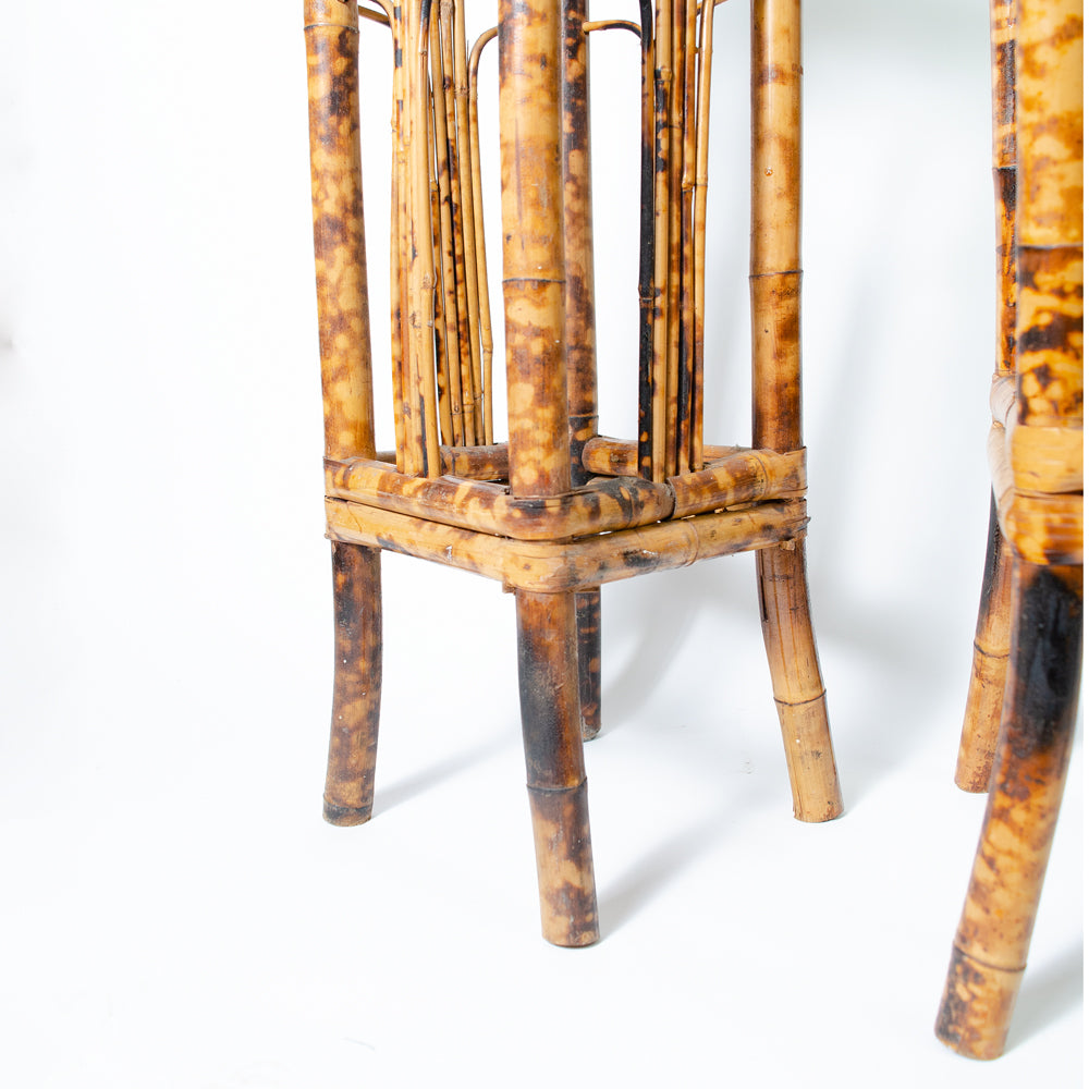 Beautifully crafted pair of Square Tiger Bamboo Plant Stands