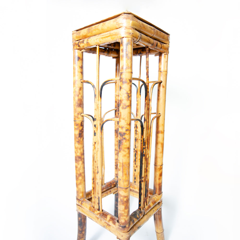 Beautifully crafted pair of Square Tiger Bamboo Plant Stands