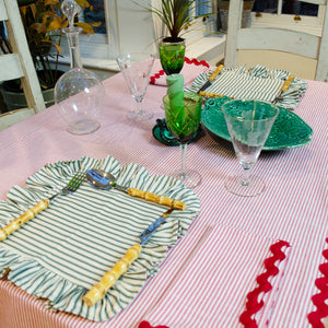 Berry Red Handmade Sutton Striped Tablecloth