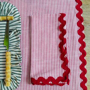 Berry Red Handmade Sutton Striped Tablecloth