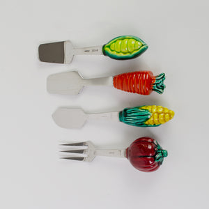 Set of quirky vegetable serving utensils
