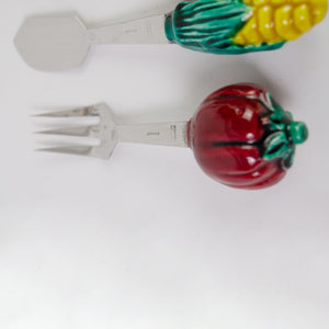 Set of quirky vegetable serving utensils