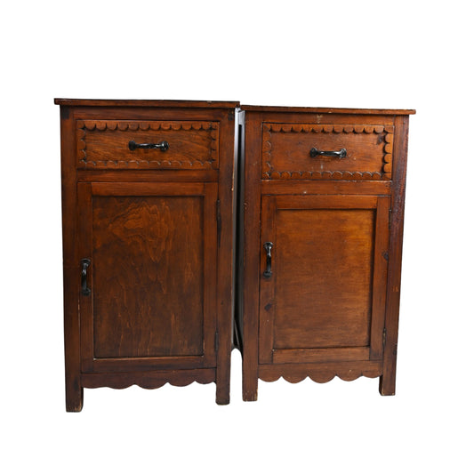 Pair of Scallop Detail Bedside Tables