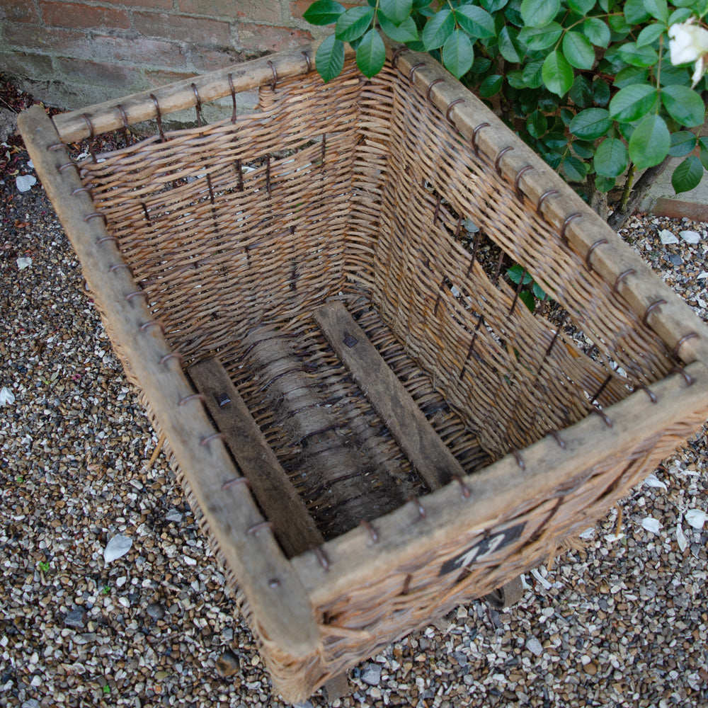 Stunning French Antique Mill Basket on Wheels