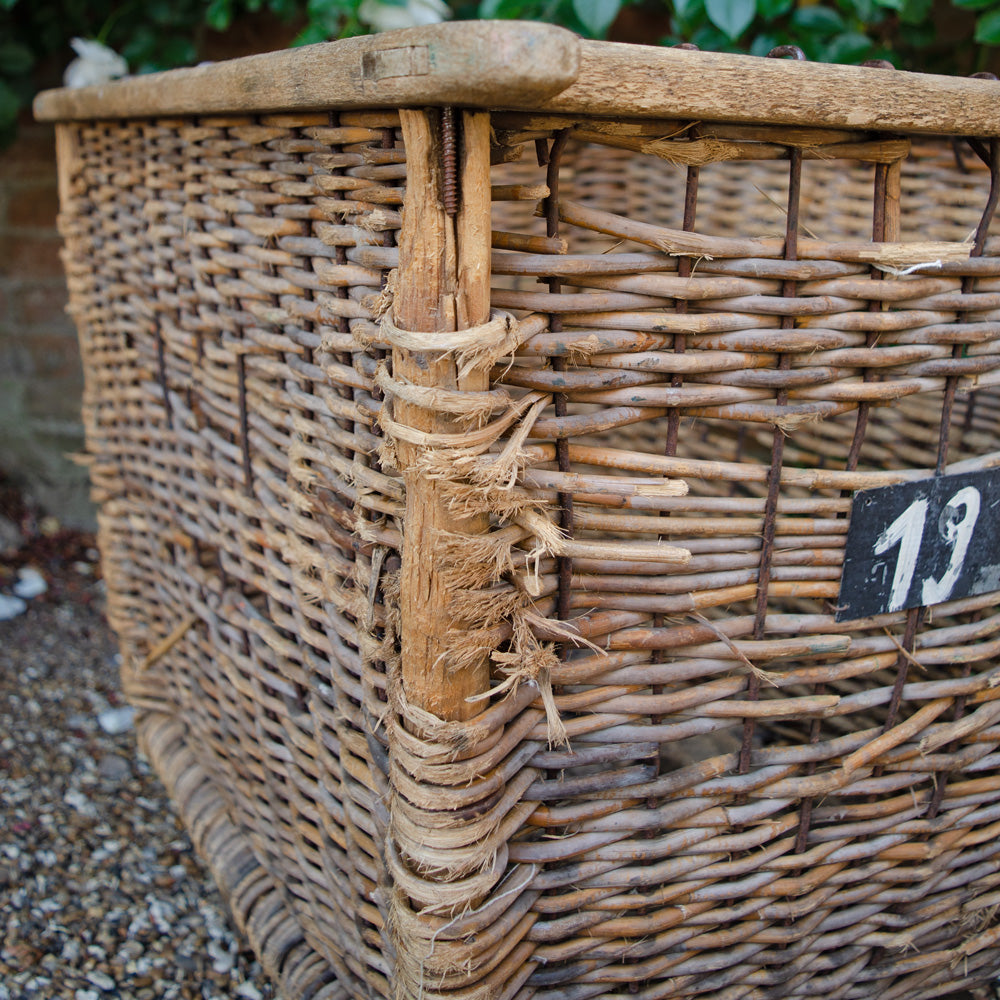 Stunning French Antique Mill Basket on Wheels