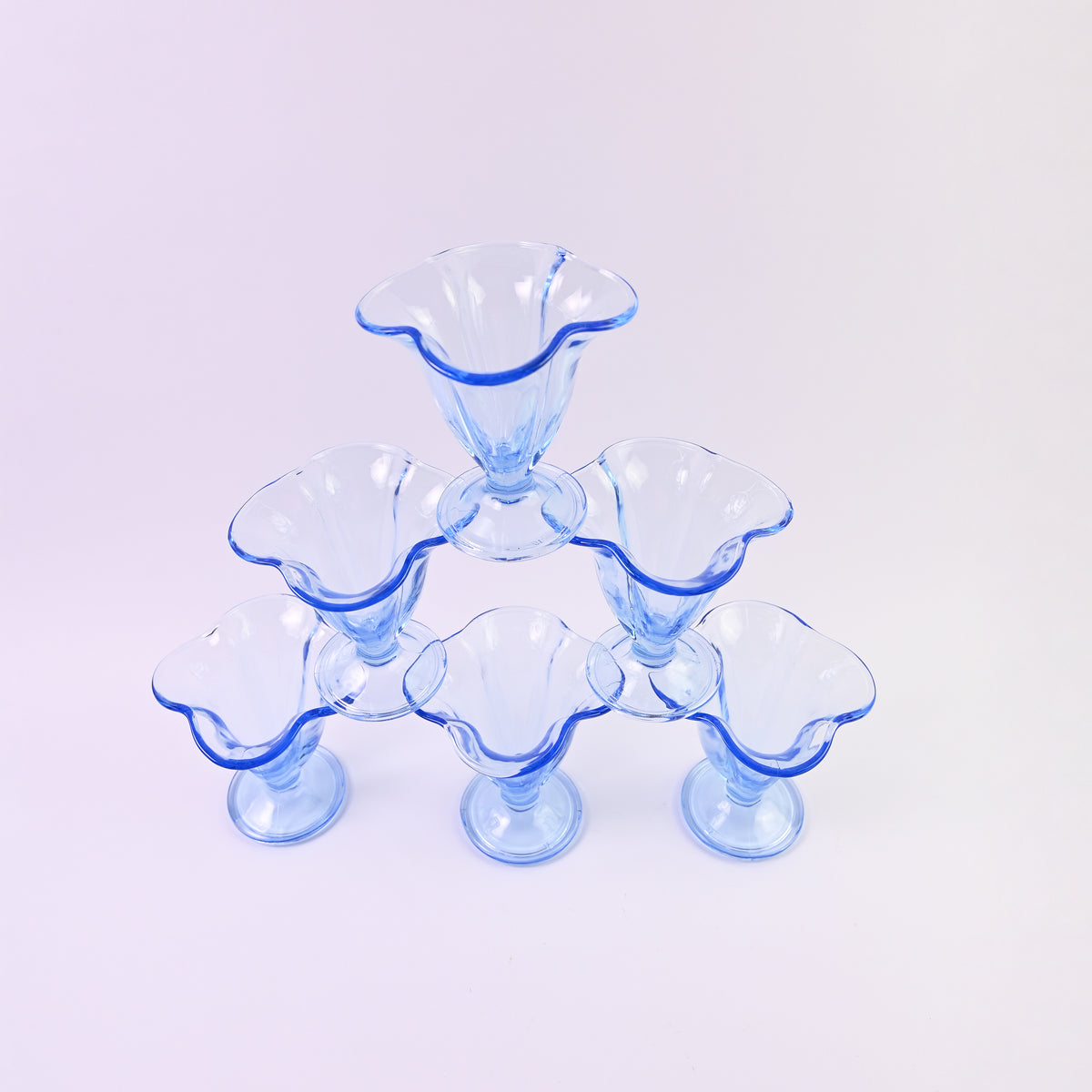 Set of 6 blue glasses