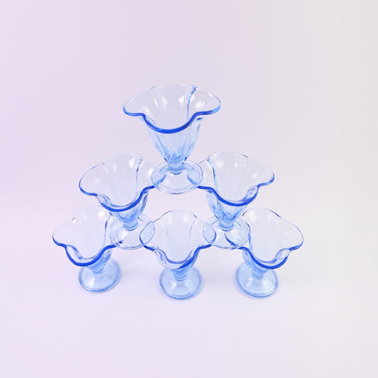 Set of 6 blue glasses