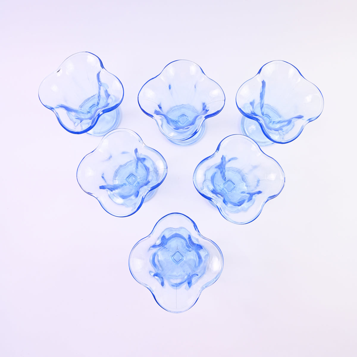 Set of 6 blue glasses