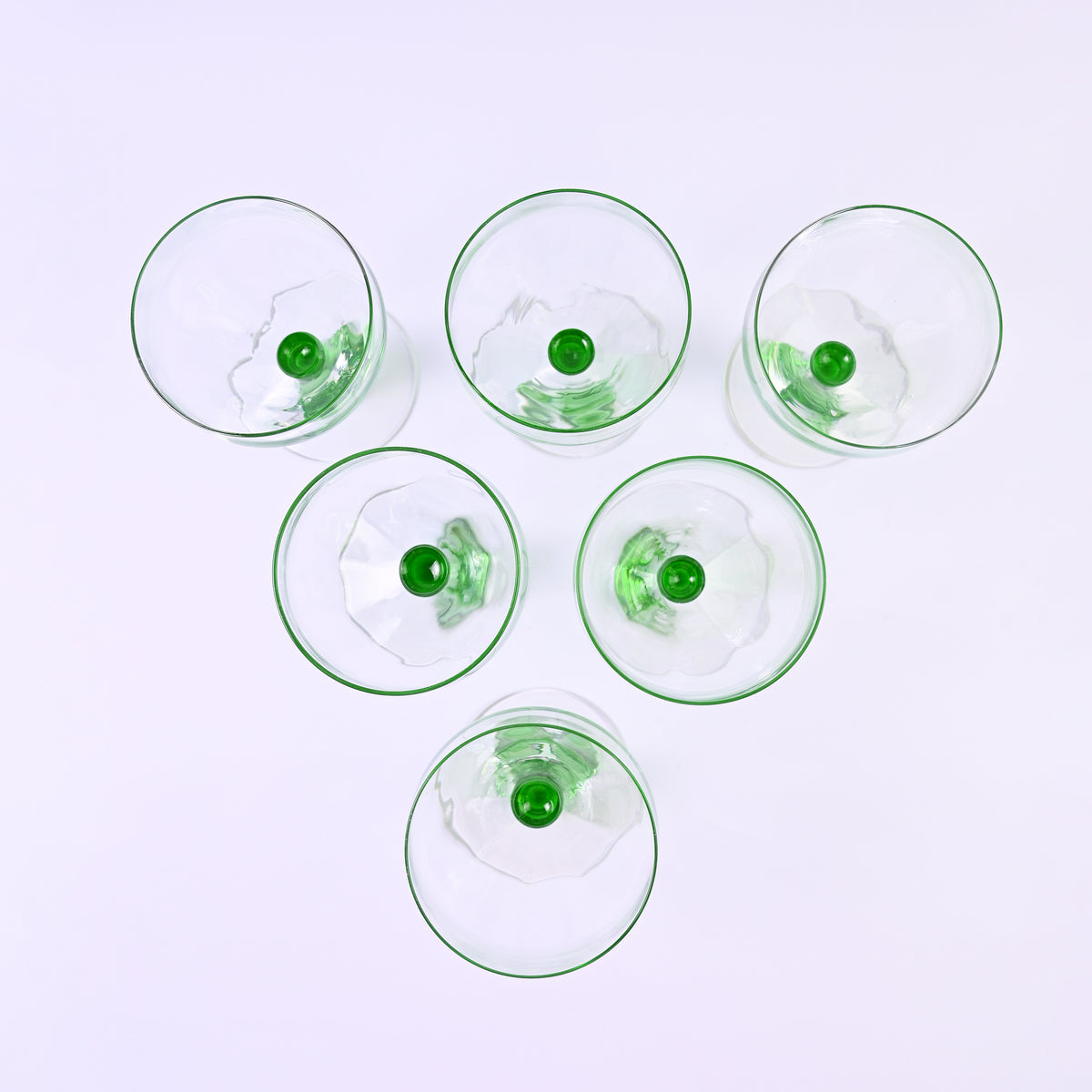 Set of 6 Bobbin Green Stem Glasses