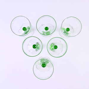 Set of 6 Bobbin Green Stem Glasses