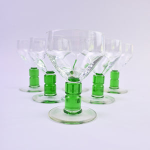 Set of 6 Bobbin Green Stem Glasses