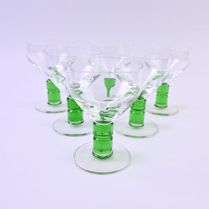 Set of 6 Bobbin Green Stem Glasses