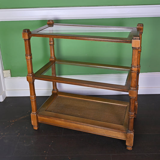 Three - Tier Bamboo Style and Glass Shelving