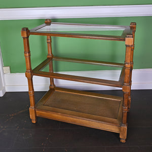 Three - Tier Bamboo Style and Glass Shelving