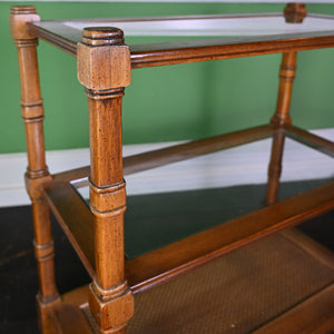 Three - Tier Bamboo Style and Glass Shelving