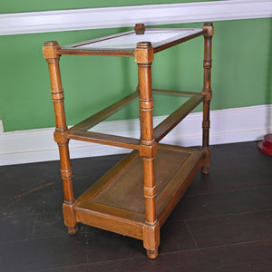Three - Tier Bamboo Style and Glass Shelving