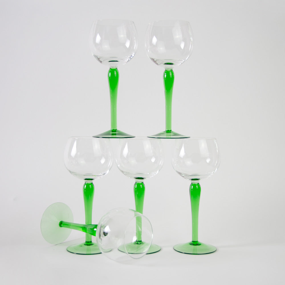 Green Slim Stemmed Racing Green Glasses