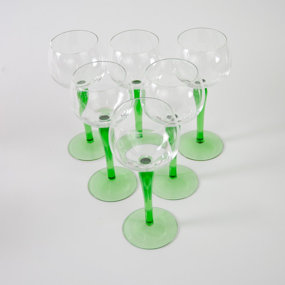 Green Slim Stemmed Racing Green Glasses