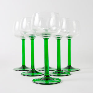 Set of Racing Green Luminarc Hock Wine Glasses