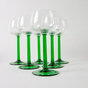 Set of Racing Green Luminarc Hock Wine Glasses
