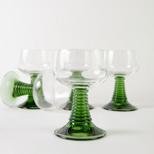 Set of Bottle Green Luminarc Glasses