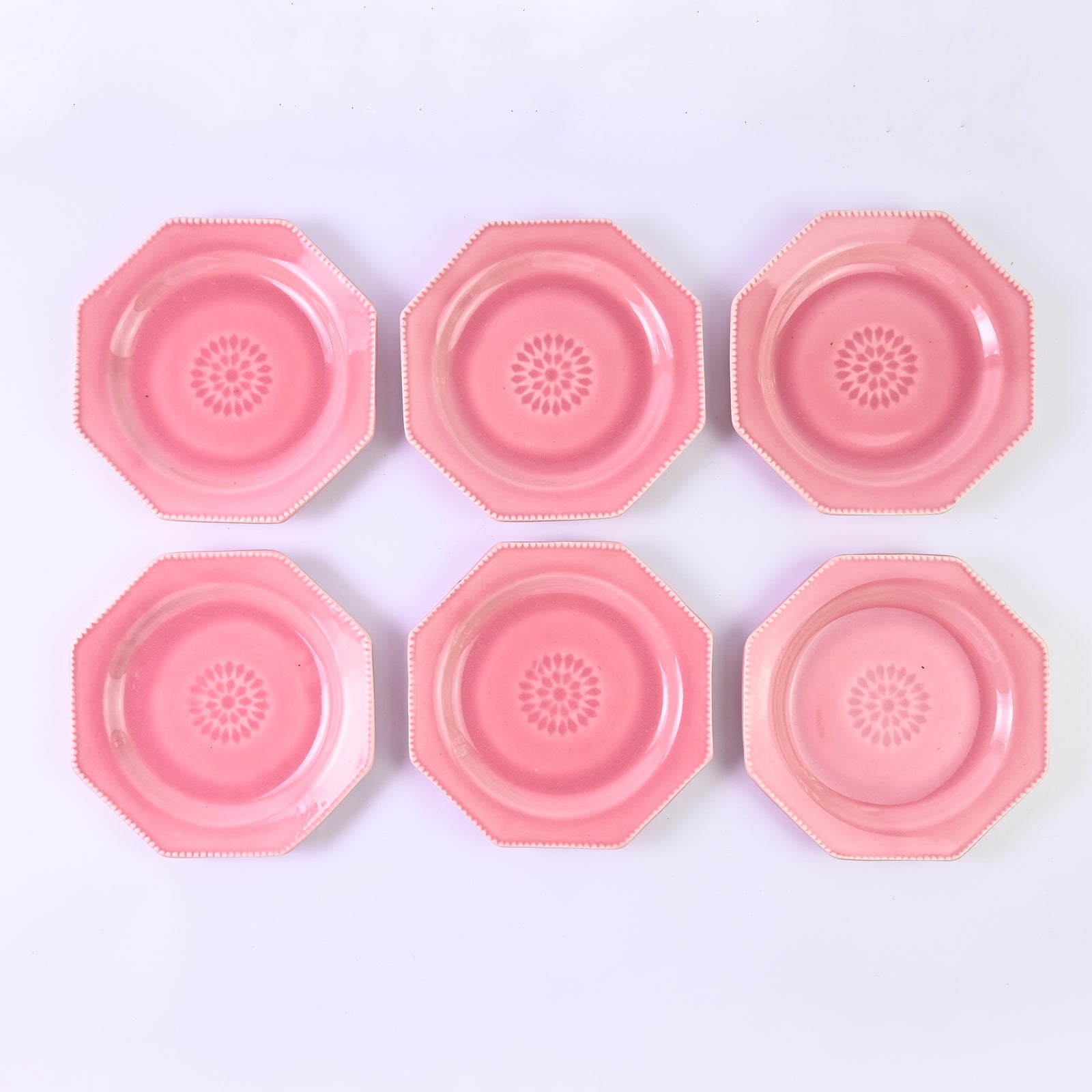 Pink Octagonal plate set