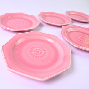 Pink Octagonal plate set