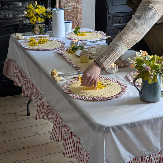 Luxurious Handmade Ruffled Tablecloth