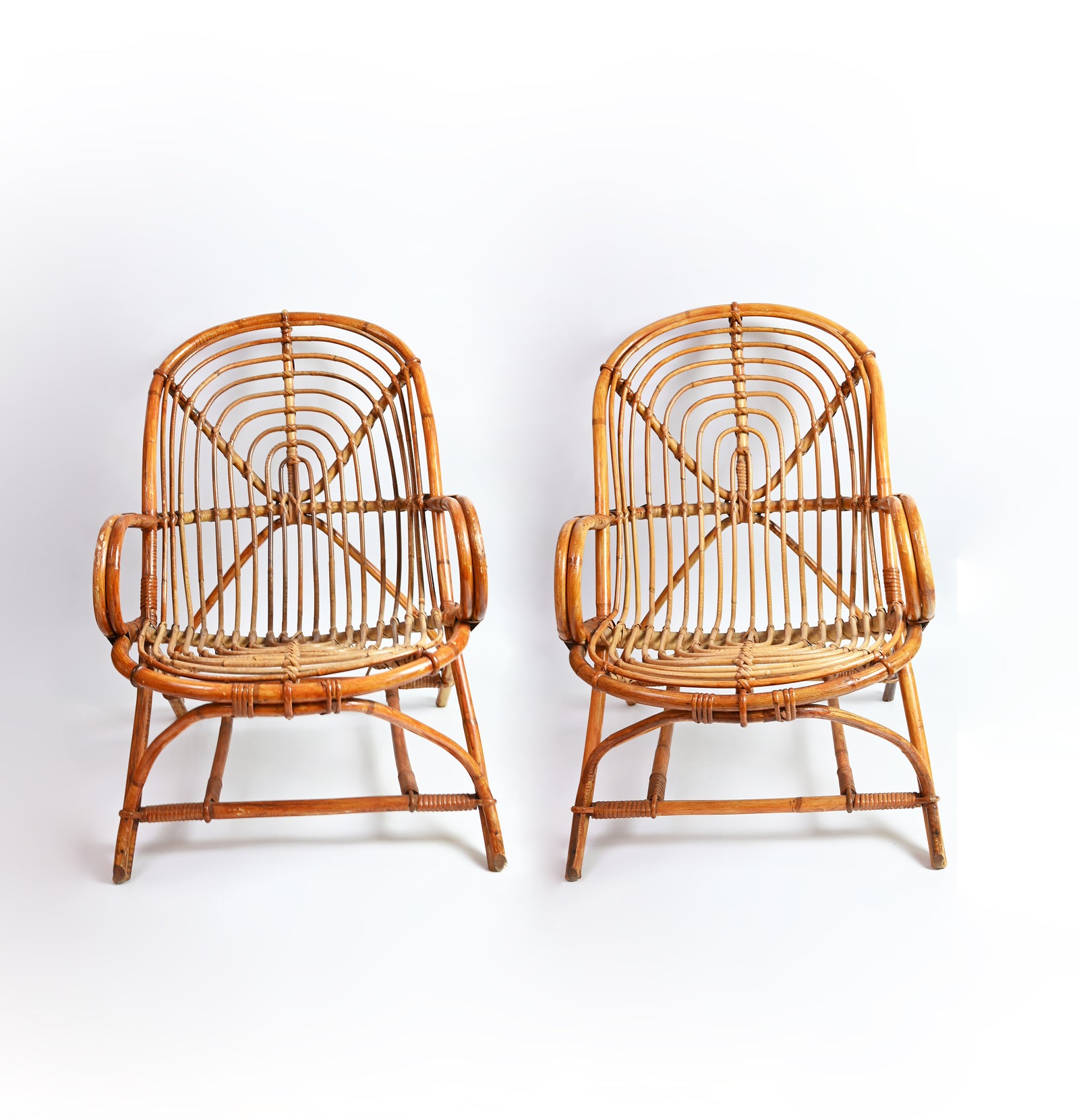 Set of Vintage Bamboo Armchairs