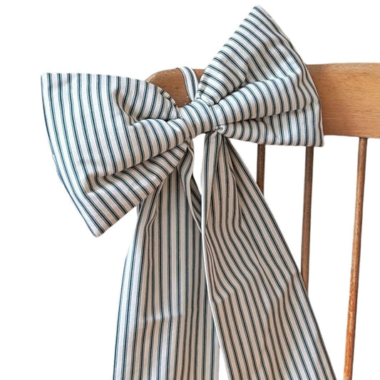 Green Ticking Stripe Bows